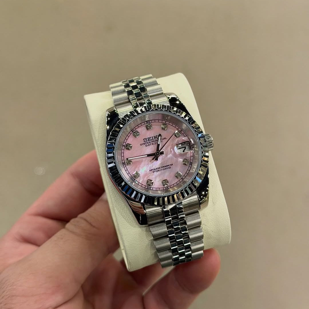 SEIKO MOD Datejust | Nacre Rose Diamant