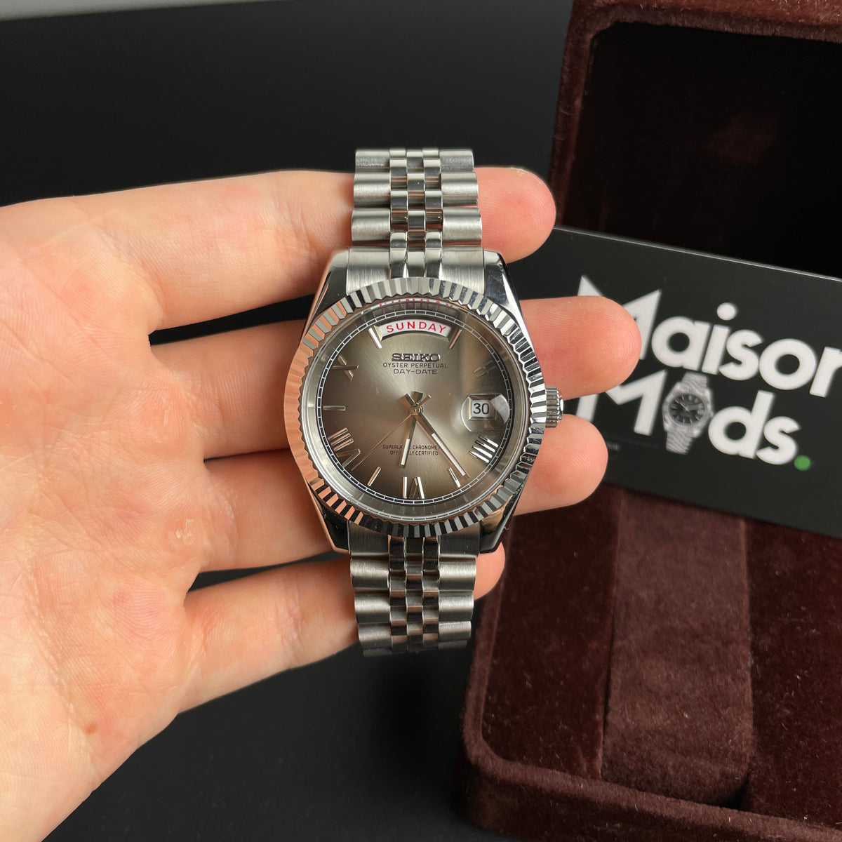 SEIKO MOD Day-Date | Silver & Smoke Dial