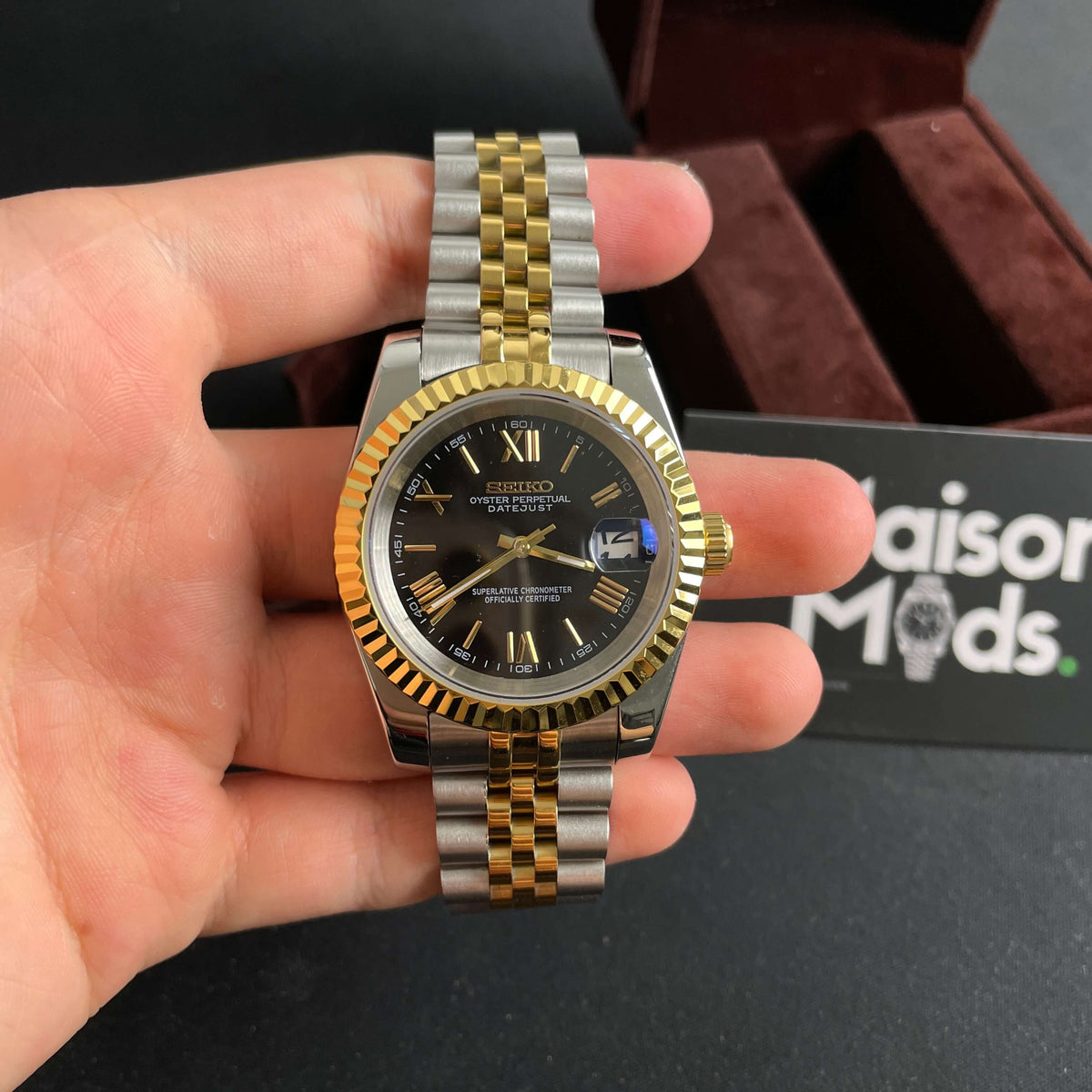 SEIKO MOD Datejust | "Roman" Or & Noir