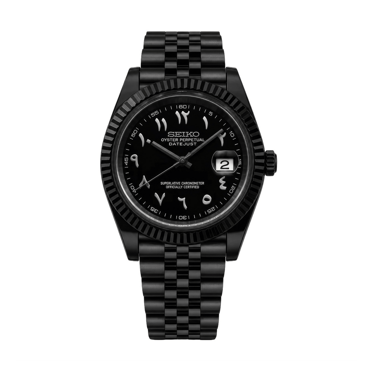SEIKO MOD Datejust | Triple Noir & Arabic Dial - Maison Mods