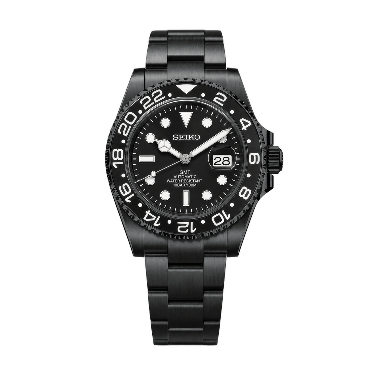 SEIKO MOD GMT | Triple Noir & Stealth Redstrike - Maison Mods