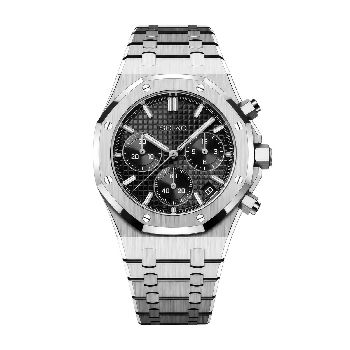 SEIKO MOD Royal Oak | Noir Chronographe - Maison Mods