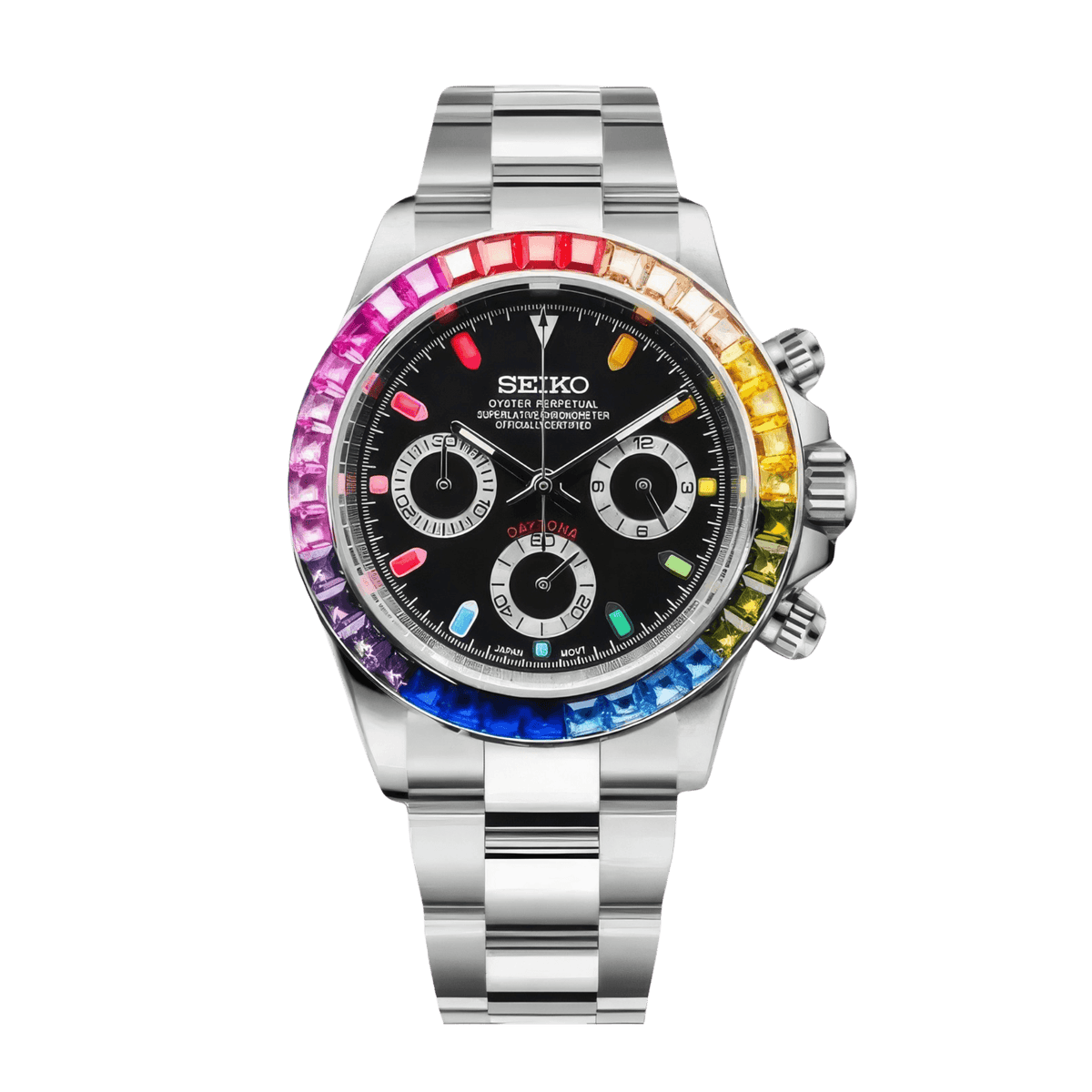 SEIKO MOD Daytona | Rainbow Argent - Maison Mods
