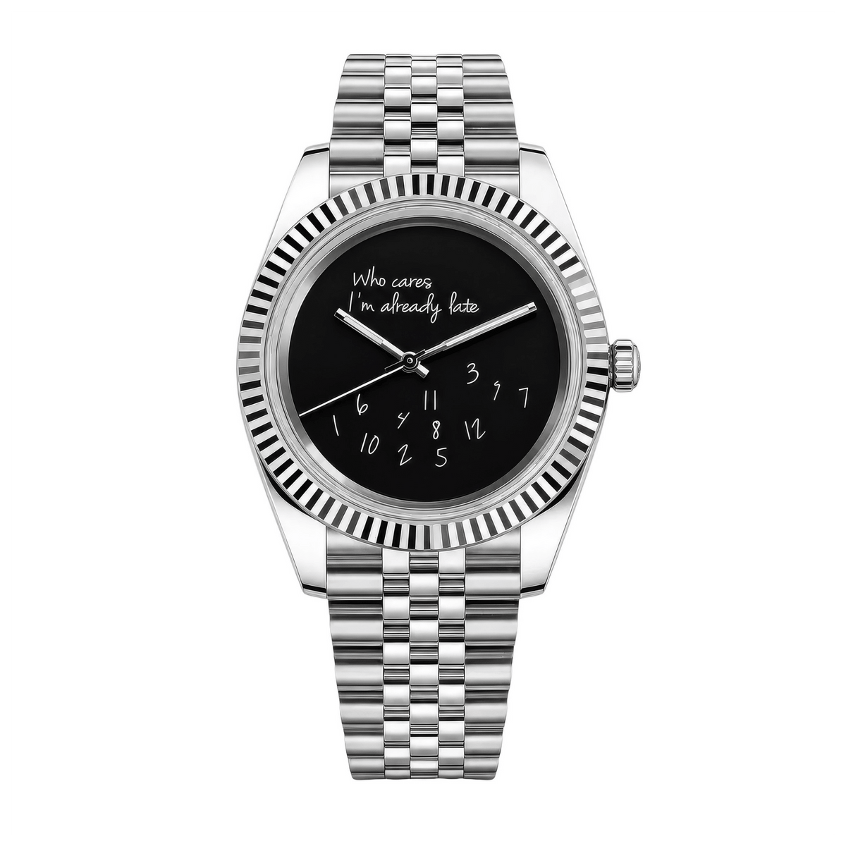 SEIKO MOD Datejust | Noir – “Who Cares I’m Already Late” - Maison Mods