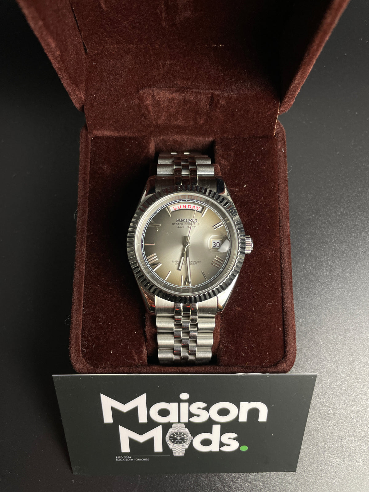SEIKO MOD Day-Date | Silver & Smoke Dial