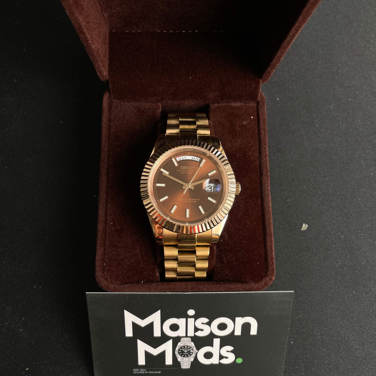SEIKO MOD Day-Date | Or rose & Chocolat
