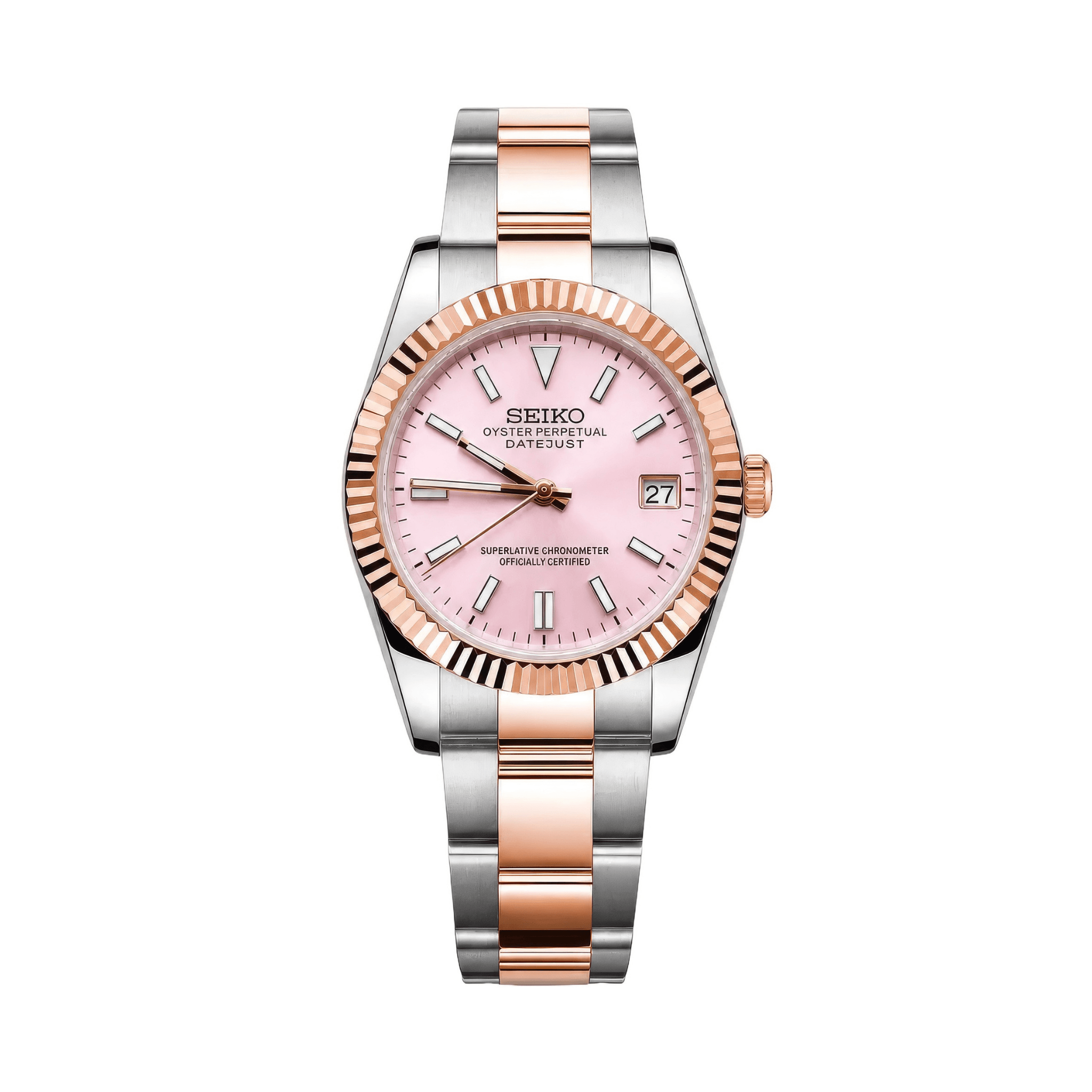 SEIKO MOD Datejust | Baby Pink Dial