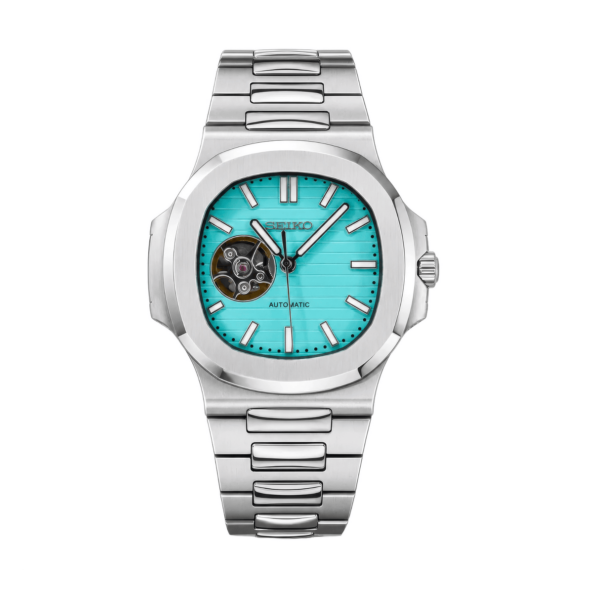 SEIKO MOD Nautilus | Tiffany Bleu "Open Heart" - Maison Mods