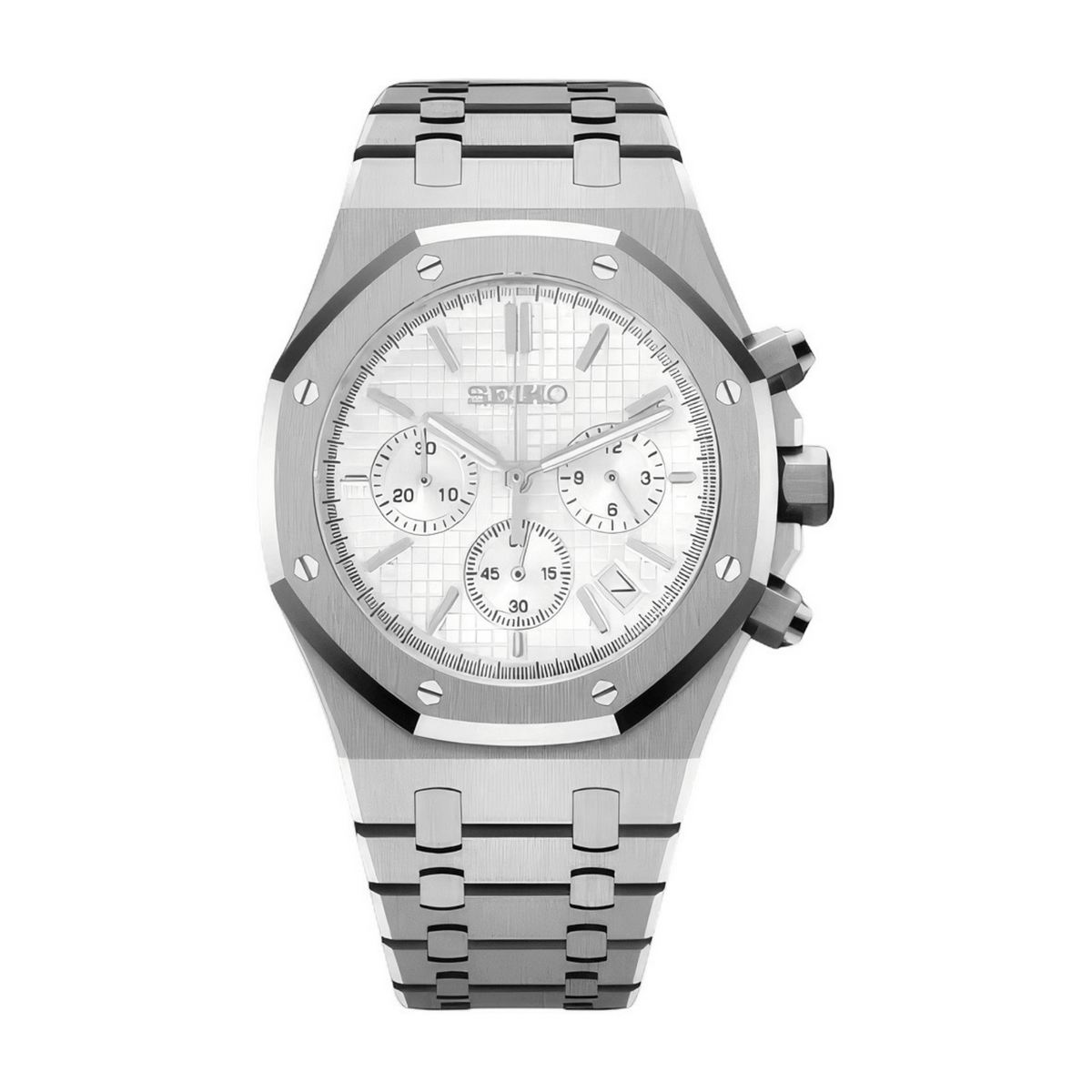 SEIKO MOD Royal Oak | Blanc Chronographe - Maison Mods