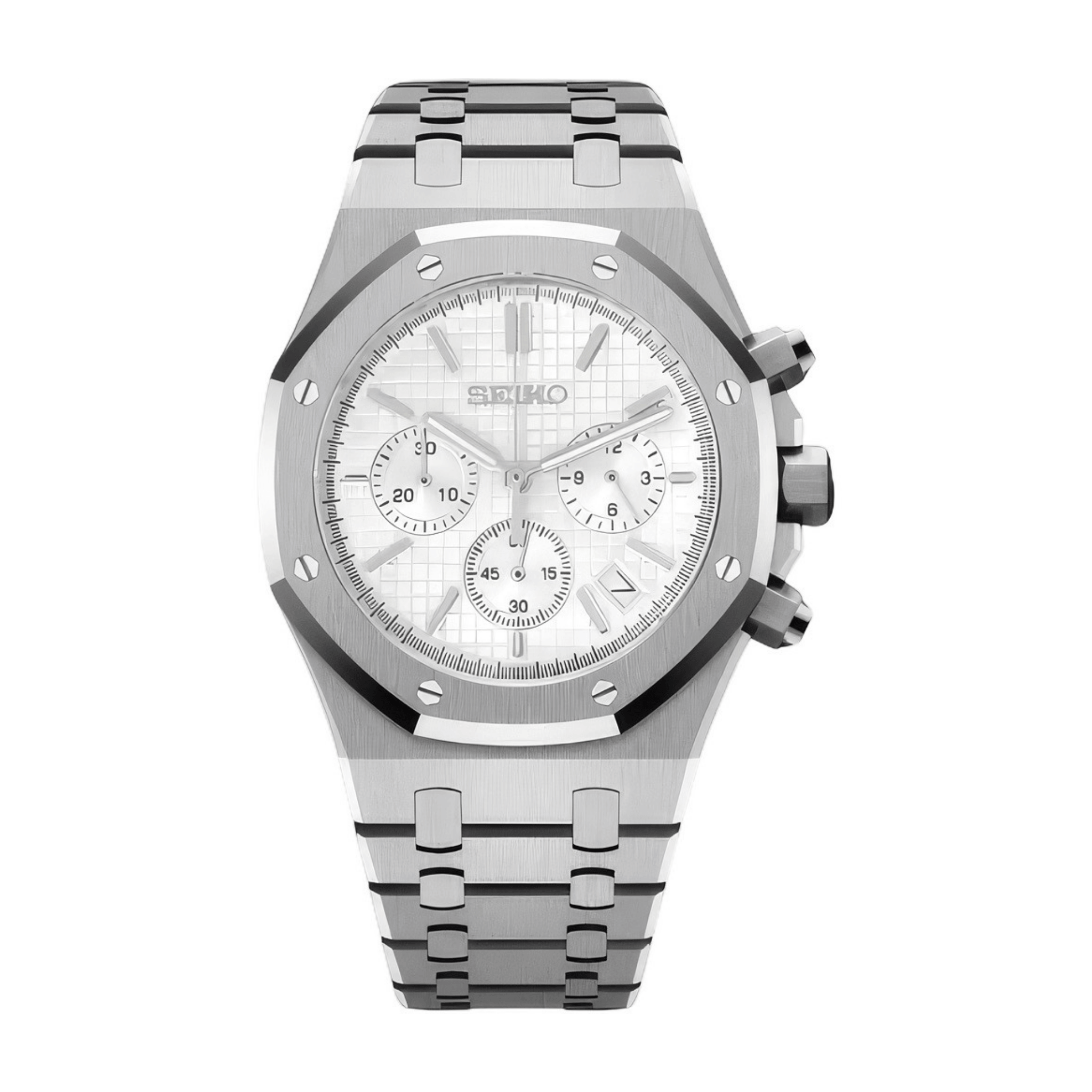 SEIKO MOD Royal Oak | Blanc Chronographe
