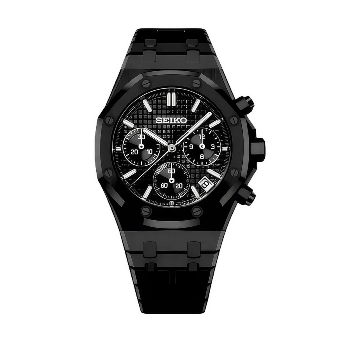 SEIKO MOD Royal Oak | Triple Noir Chronographe - Maison Mods