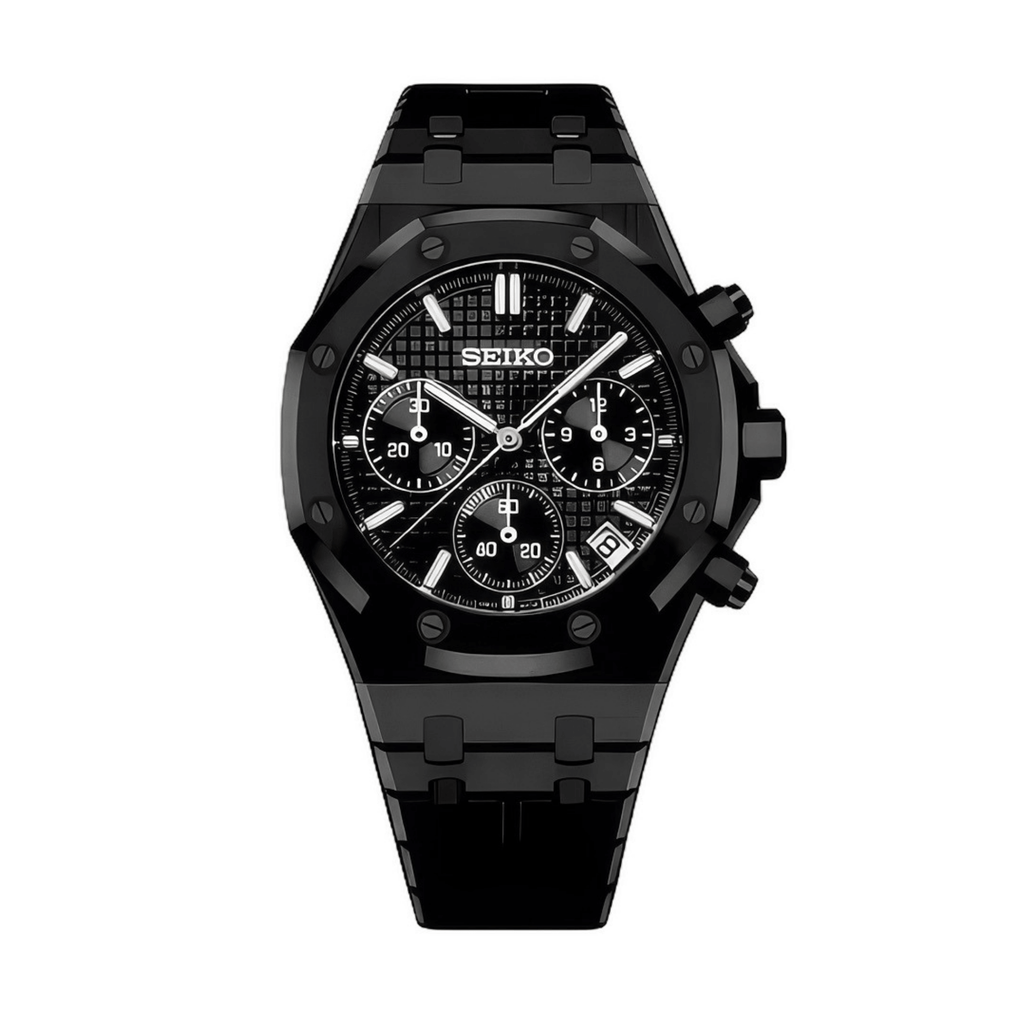 SEIKO MOD Royal Oak | Triple Noir Chronographe