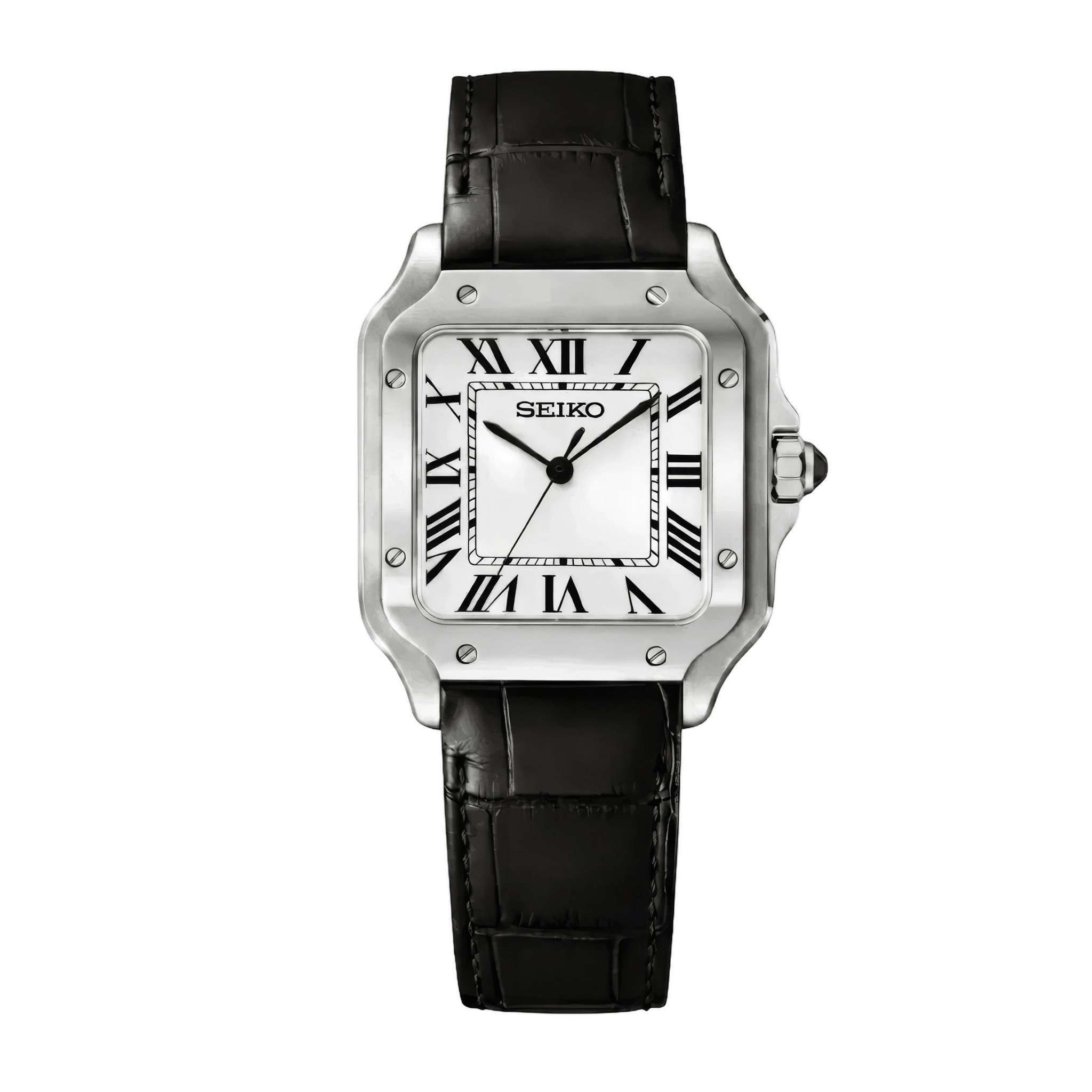 SEIKO MOD Santos | Cuir Noir & Blanc