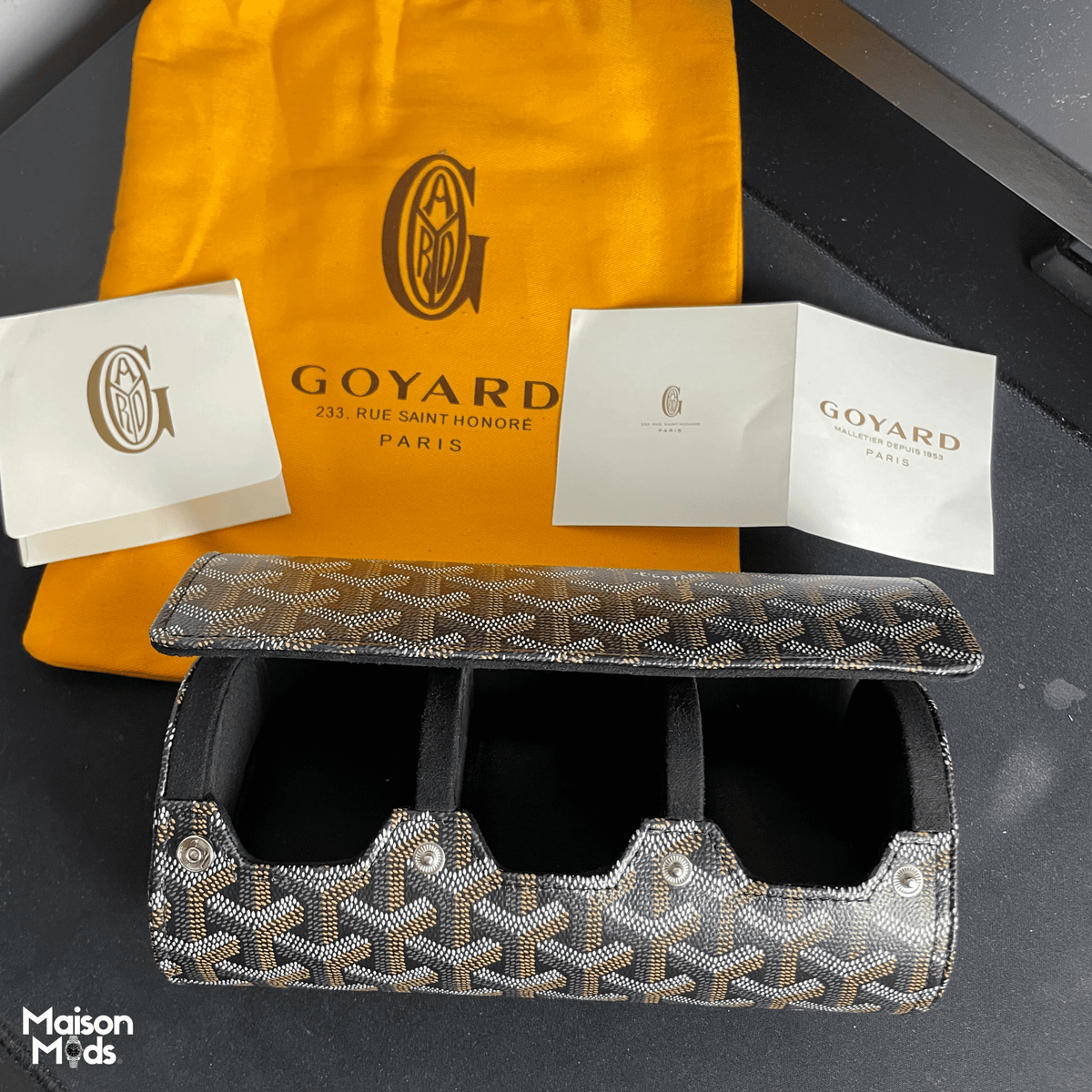 Étui 3 Montres en Cuir & Toile Goyardine
