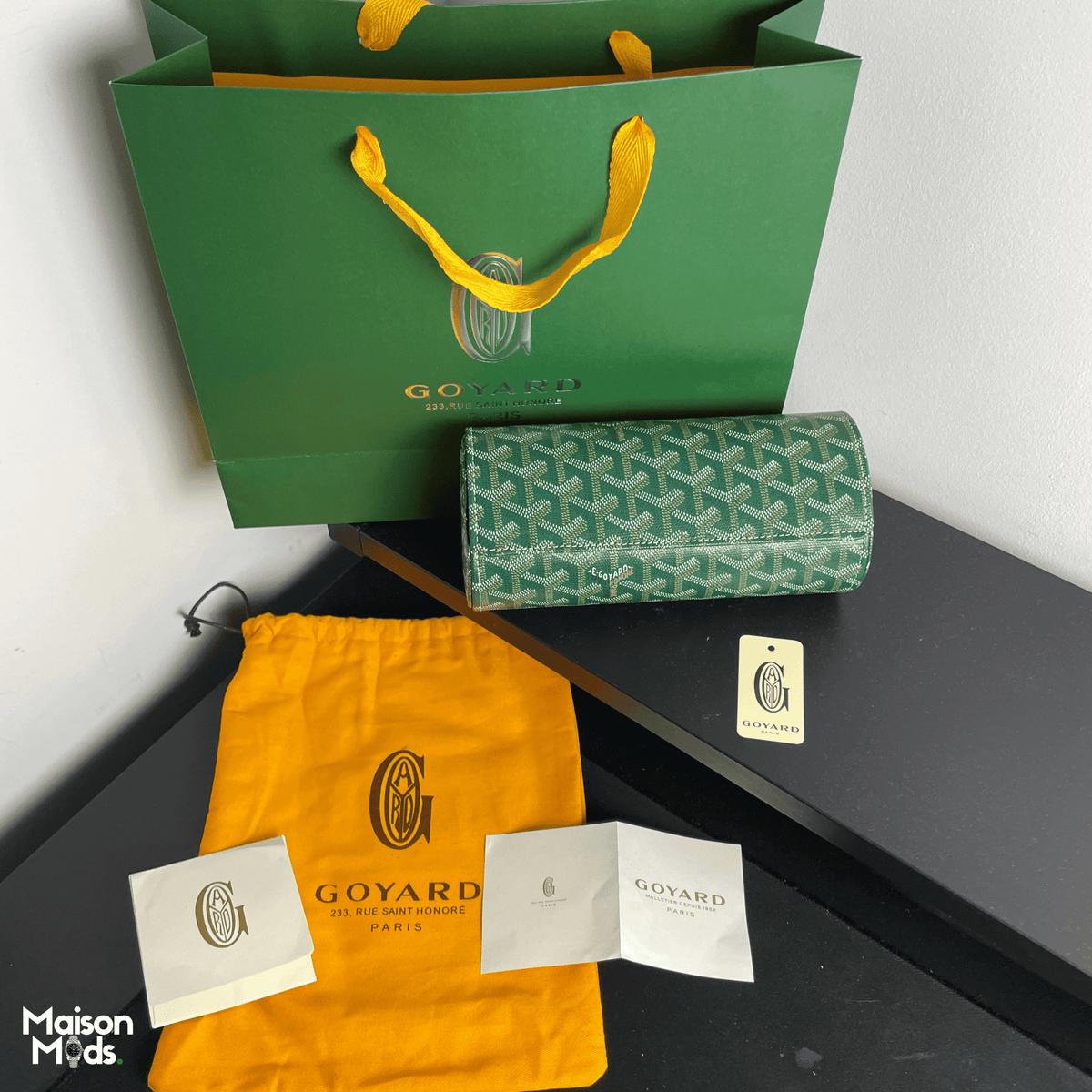 Étui 3 Montres en Cuir & Toile Goyardine Vert