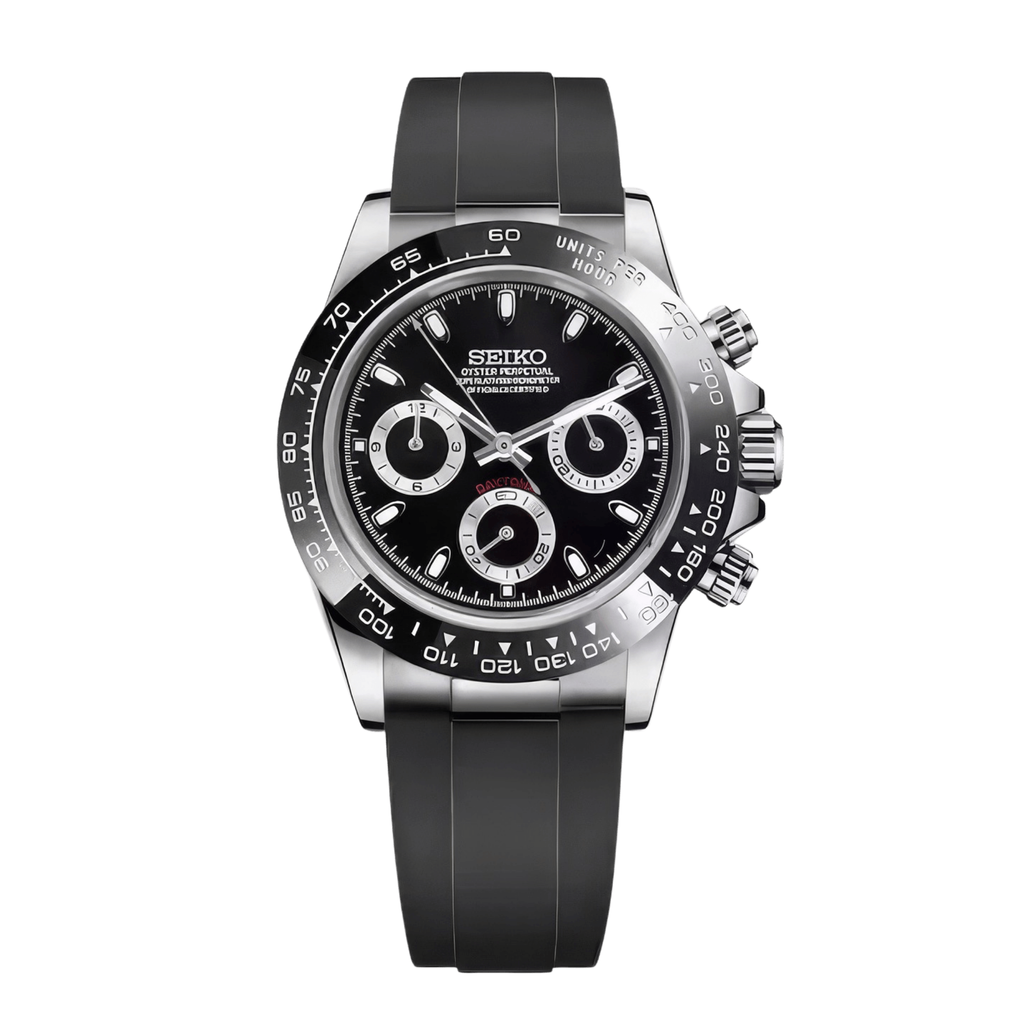 SEIKO MOD Daytona | Noir & Argent Oysterflex