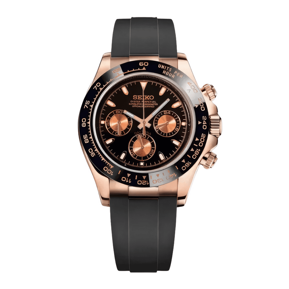 SEIKO MOD Daytona |  Mocha & Or rose Oysterflex - Maison Mods