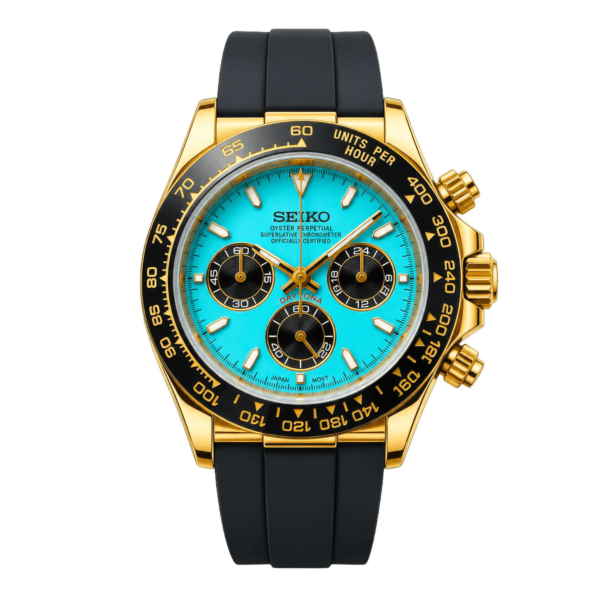 SEIKO MOD Daytona | Or & Bleu Tiffany Oysterflex