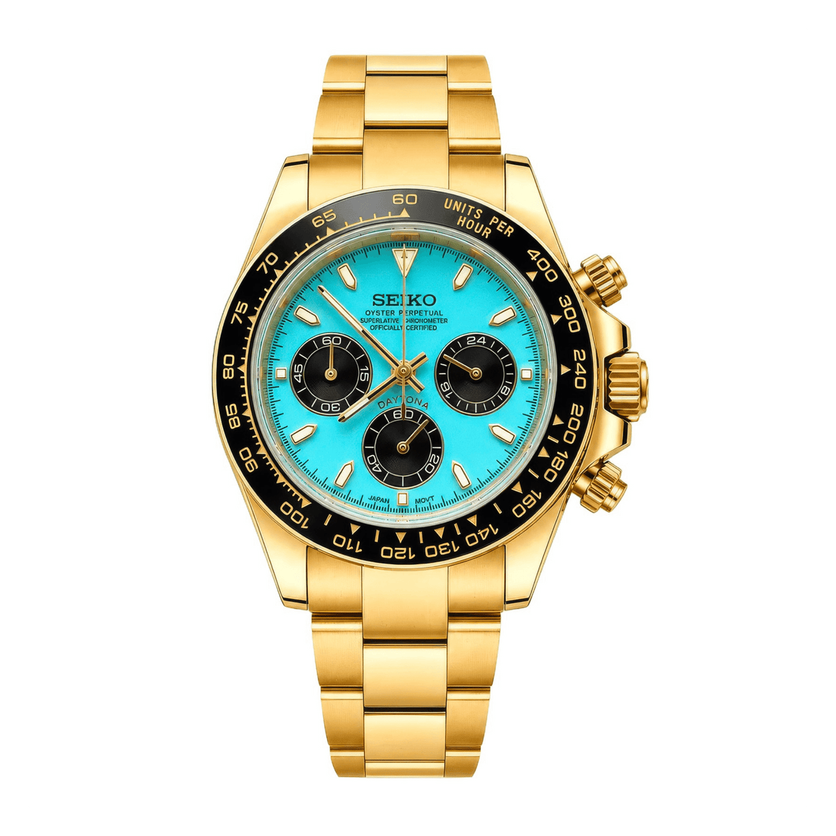 SEIKO MOD Daytona | Or & Bleu Tiffany - Maison Mods