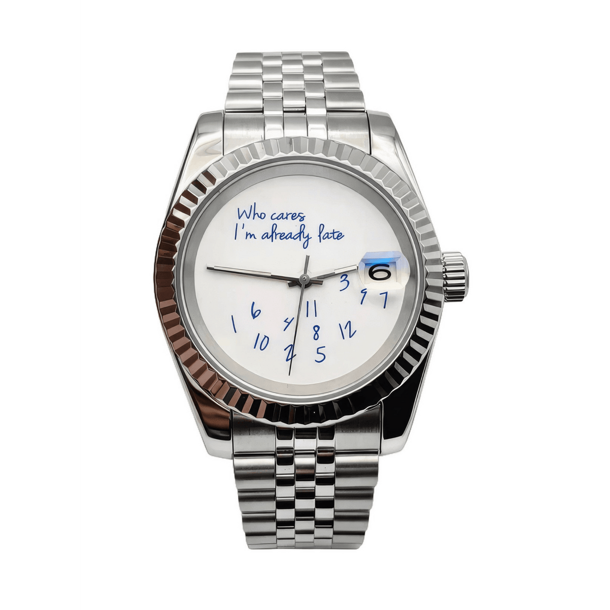 SEIKO MOD Datejust | Blanc – “Who Cares I’m Already Late” - Maison Mods