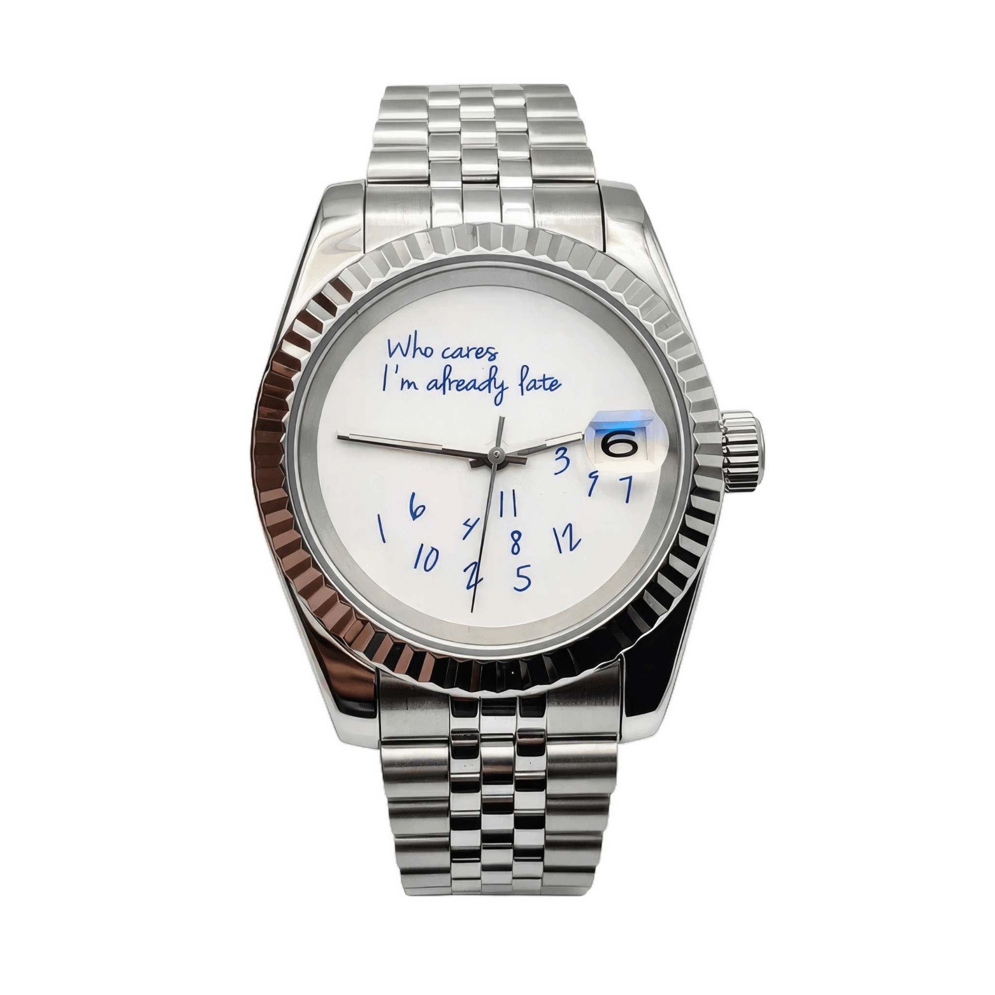 SEIKO MOD Datejust | Blanc – “Who Cares I’m Already Late”
