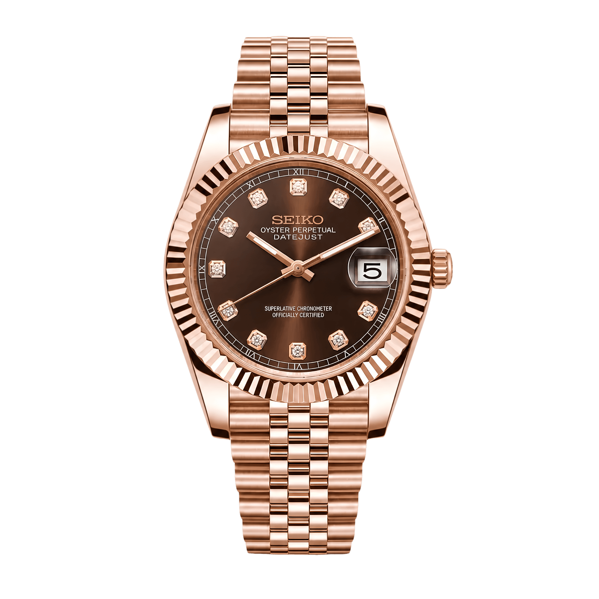 SEIKO MOD Datejust | Or Rose & Chocolat Diamant
