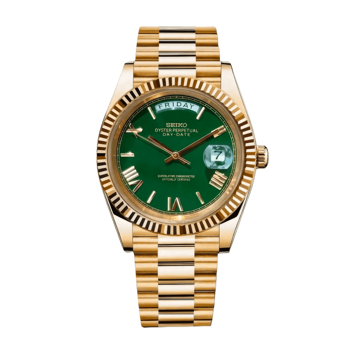 SEIKO MOD Day-Date | Or & Vert - Maison Mods