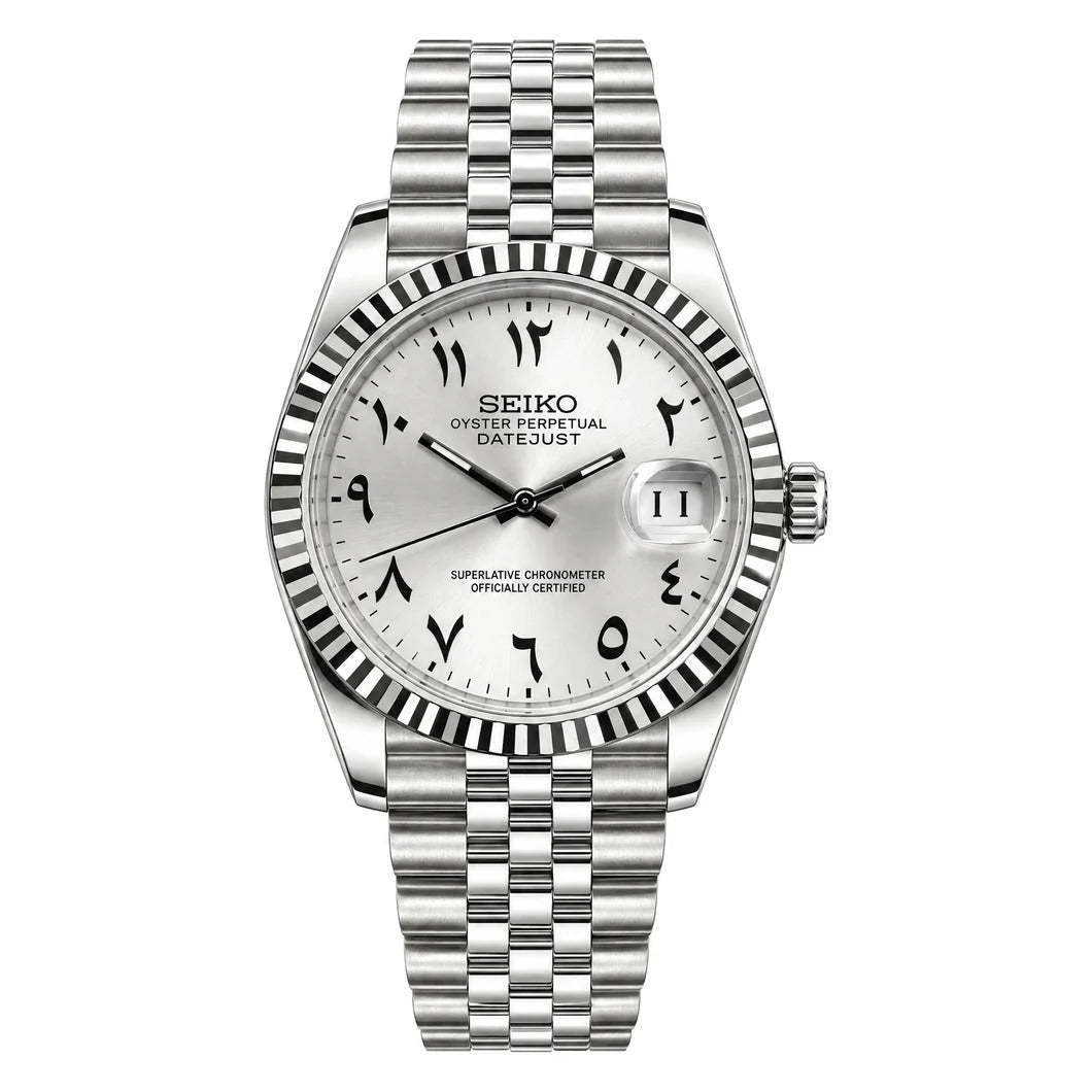 SEIKO MOD Datejust | Blanc & Arabic Dial - Maison Mods