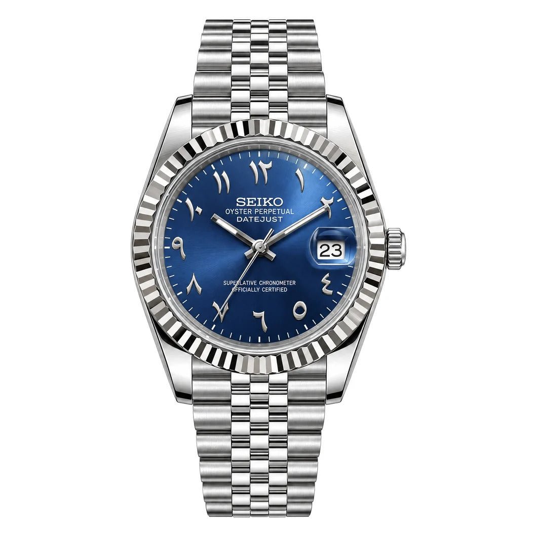 SEIKO MOD Datejust | Bleu & Arabic Dial - Maison Mods